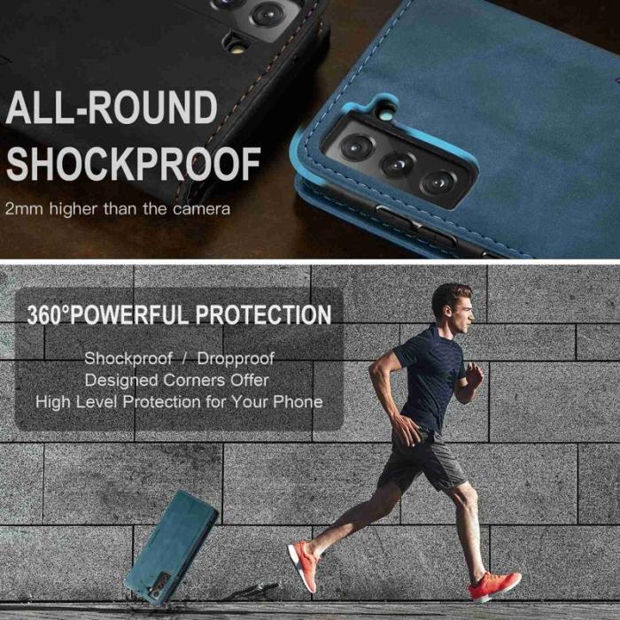 Caseme - CASEME 013 TPU Plånboksfodral Ställ Design för Samsung Galaxy S22+ - Grön