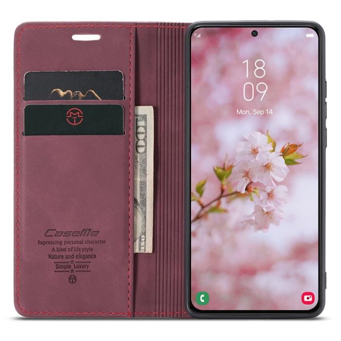 Caseme - CASEME 013 TPU Konstläder Plånboksfodral till Samsung Galaxy S22+ 5G - Röd