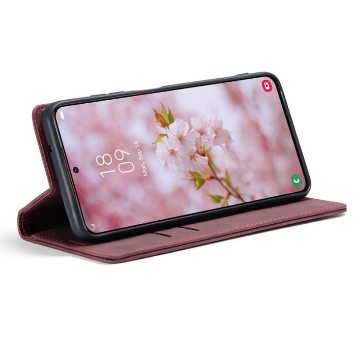 Caseme - CASEME 013 TPU Konstläder Plånboksfodral till Samsung Galaxy S22+ 5G - Röd