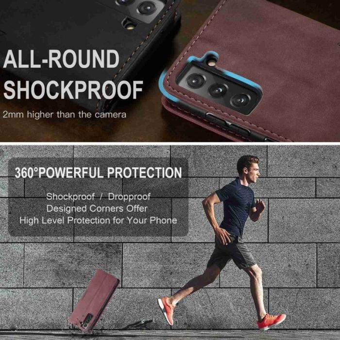 Caseme - CASEME 013 TPU Konstläder Plånboksfodral till Samsung Galaxy S22+ 5G - Röd