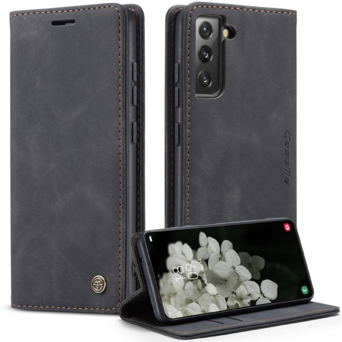 Caseme - CASEME 013 TPU Konstläder Plånboksfodral till Samsung Galaxy S22+ 5G - Svart