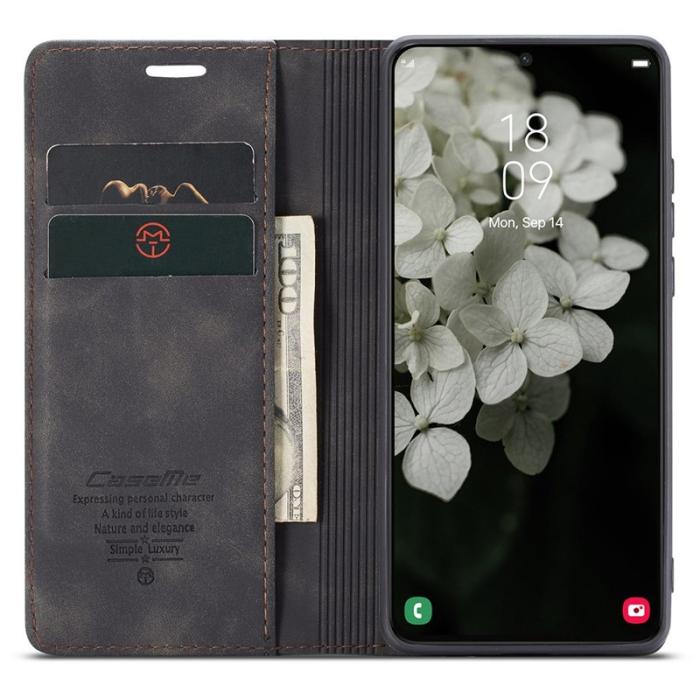 Caseme - CASEME 013 TPU Konstläder Plånboksfodral till Samsung Galaxy S22+ 5G - Svart