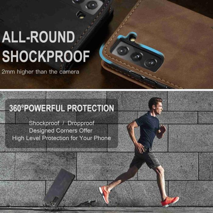 Caseme - CASEME 013 TPU Konstläder Plånboksfodral till Samsung Galaxy S22+ 5G - Svart