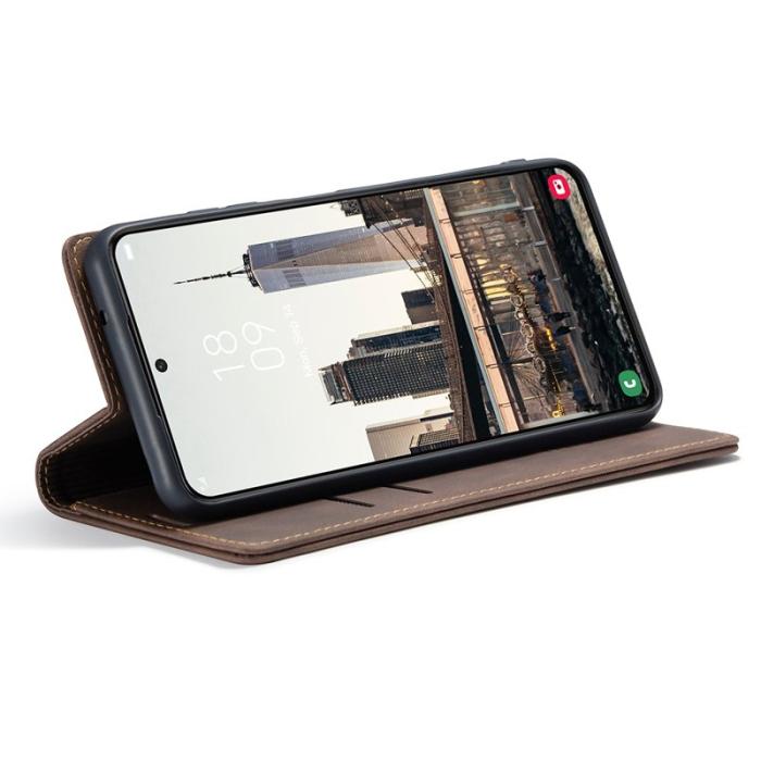 Caseme - CASEME 013 TPU Plånboksfodral Ställ Design för Samsung Galaxy S22+ - Brun