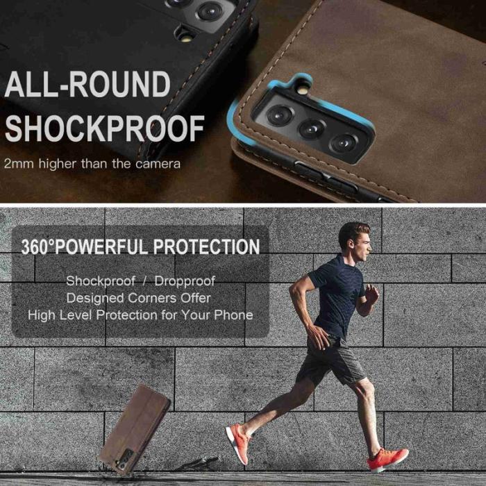 Caseme - CASEME 013 TPU Plånboksfodral Ställ Design för Samsung Galaxy S22+ - Brun