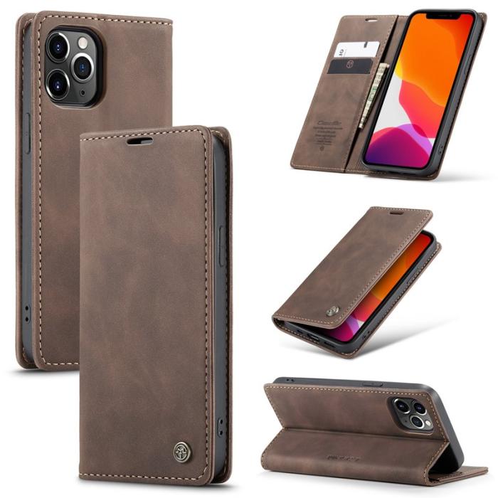 Caseme - CASEME 013 Wallet Auto-absorbed Läder Flip Skal iPhone 12 Pro Max Coffee
