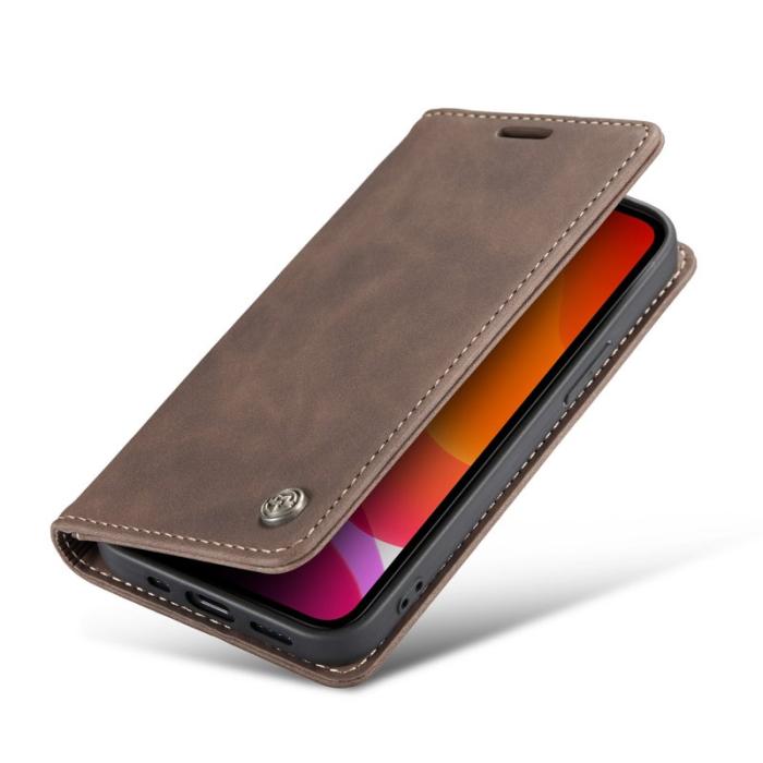 Caseme - CASEME 013 Wallet Auto-absorbed Läder Flip Skal iPhone 12 Pro Max Coffee