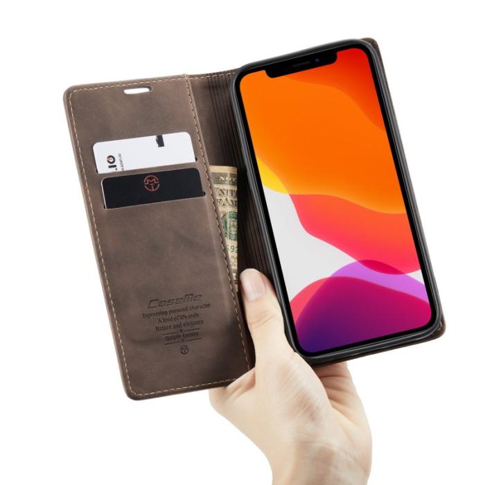 Caseme - CASEME 013 Wallet Auto-absorbed Läder Flip Skal iPhone 12 Pro Max Coffee