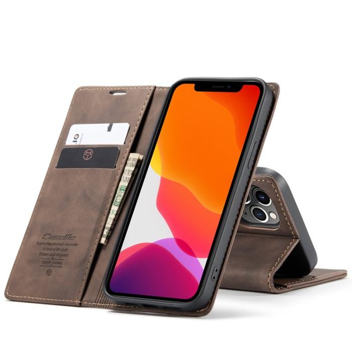 Caseme - CASEME 013 Wallet Auto-absorbed Läder Flip Skal iPhone 12 Pro Max Coffee