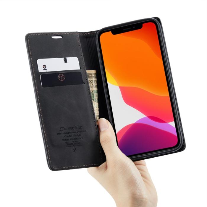 Caseme - CASEME 013 Wallet Auto-absorbed Läder Flip Skal iPhone 12 Pro Max - Svart