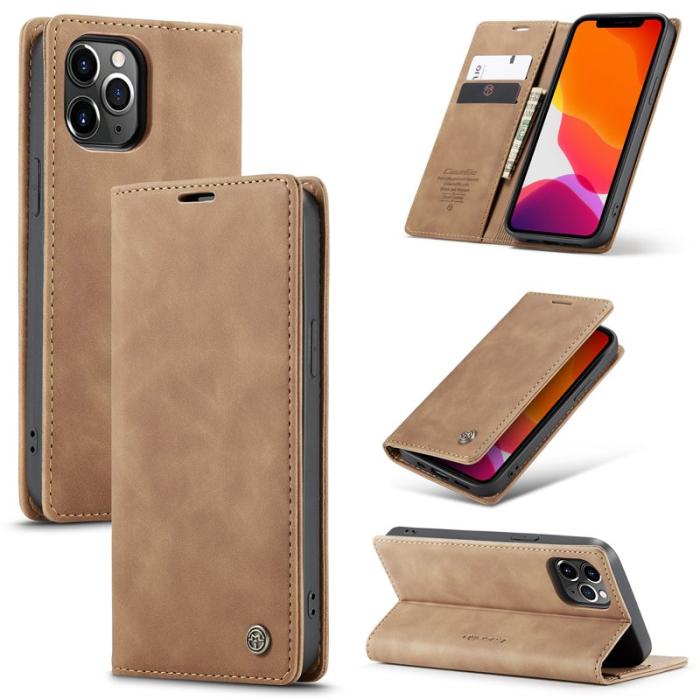 Caseme - CASEME 013 Wallet Auto-absorbed Leather Flip Case iPhone 12 Pro Max Brown