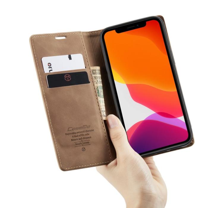 Caseme - CASEME 013 Wallet Auto-absorbed Leather Flip Case iPhone 12 Pro Max Brown