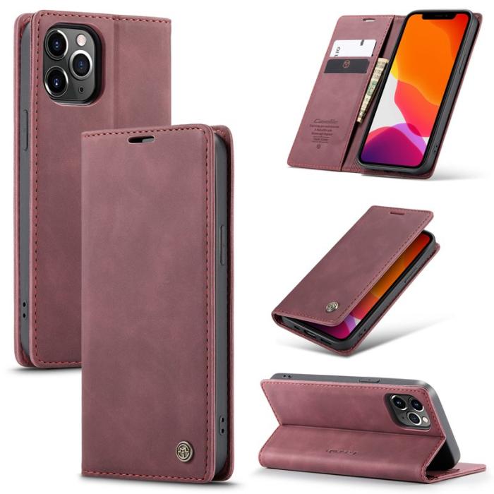 Caseme - CASEME 013 Wallet Auto-absorbed Leather Flip Case iPhone 12 Pro Max Wine Red