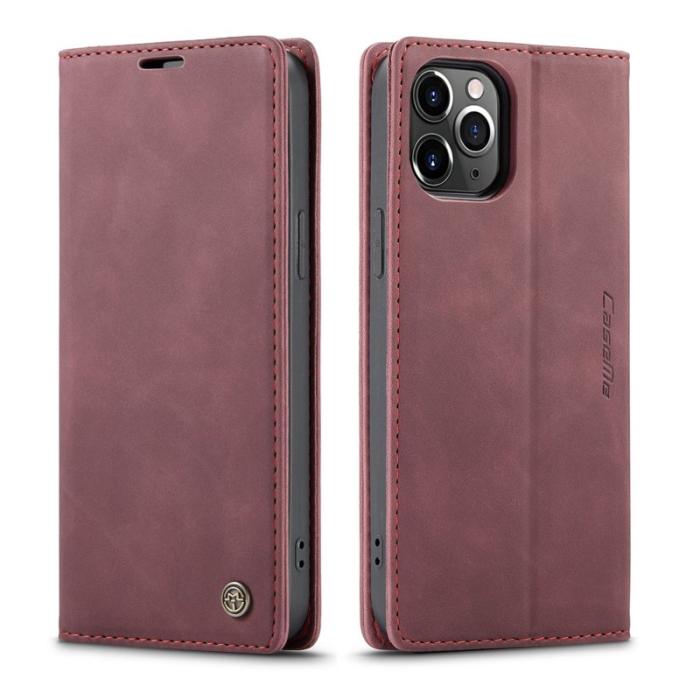 Caseme - CASEME 013 Wallet Auto-absorbed Leather Flip Case iPhone 12 Pro Max Wine Red