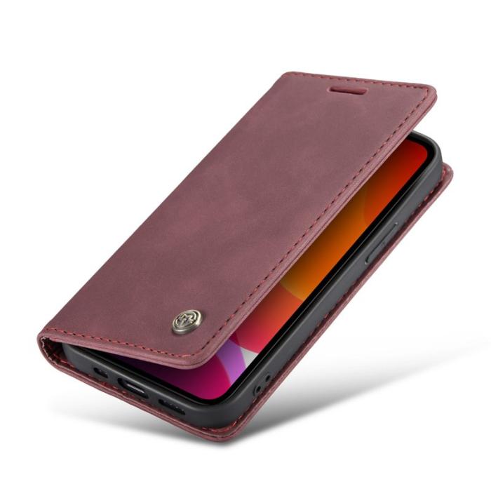 Caseme - CASEME 013 Wallet Auto-absorbed Leather Flip Case iPhone 12 Pro Max Wine Red