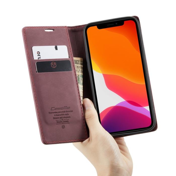 Caseme - CASEME 013 Wallet Auto-absorbed Leather Flip Case iPhone 12 Pro Max Wine Red