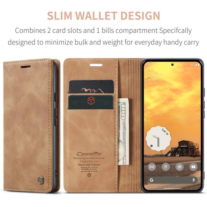 Caseme - CASEME 013 Wallet Case för Google Pixel 10 Pro/10/9 Pro/9 - Brun