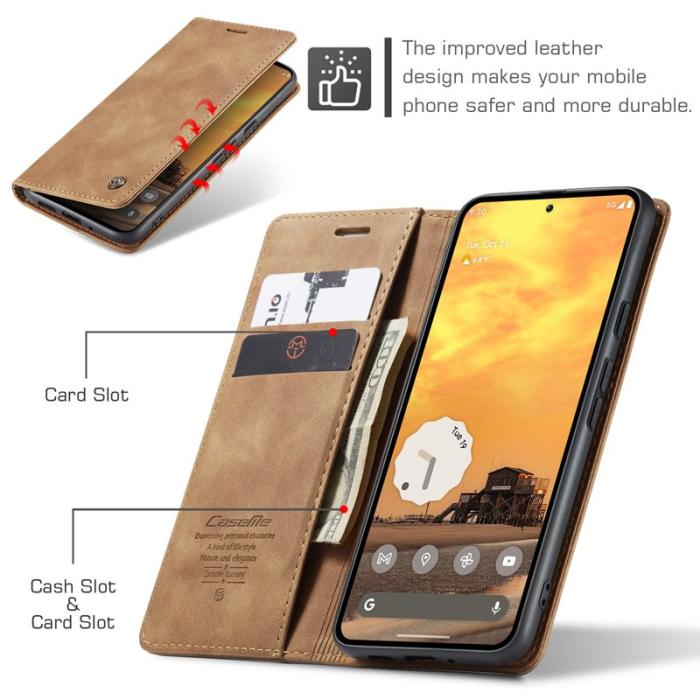 Caseme - CASEME 013 Wallet Case för Google Pixel 10 Pro/10/9 Pro/9 - Brun