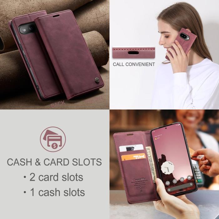 Caseme - CASEME 013 Wallet Case för Google Pixel 9a i Röd PU Läder