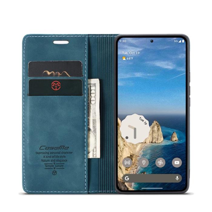 Caseme - CASEME 013 Wallet Case för Google Pixel 9a - PU Läder - Blå
