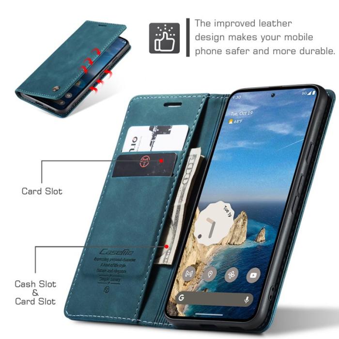Caseme - CASEME 013 Wallet Case för Google Pixel 9a - PU Läder - Blå