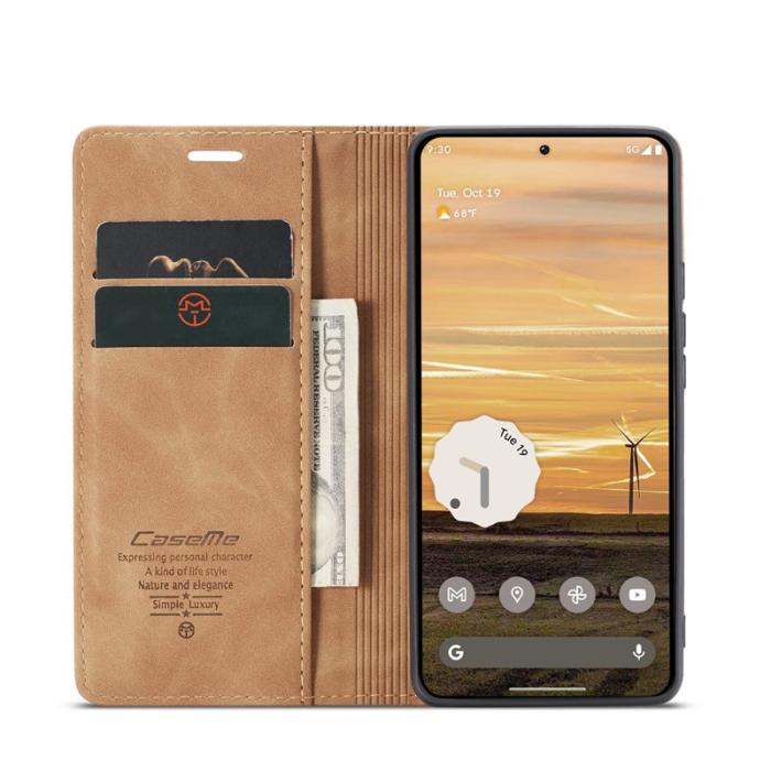 Caseme - CASEME 013 Wallet Case för Google Pixel 9a - PU Läder - Brun