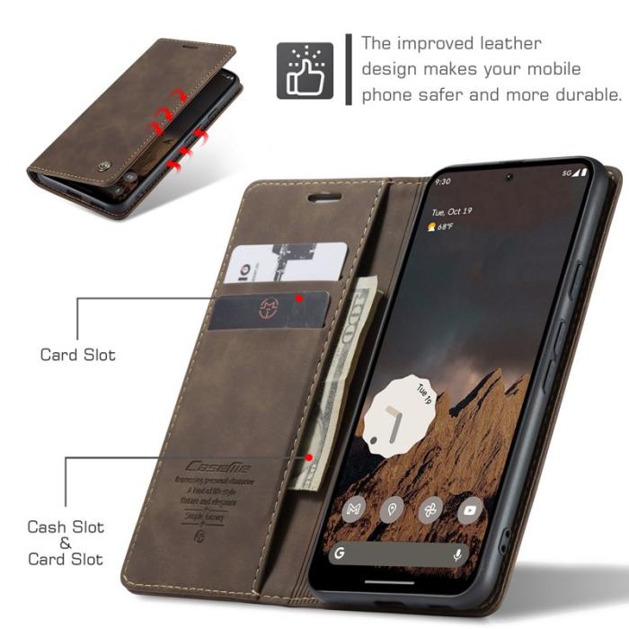 Caseme - CASEME 013 Wallet Case för Google Pixel 9a - PU Läder - Kaffe