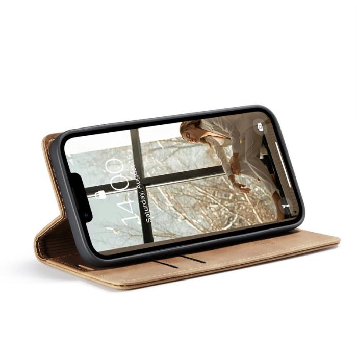 Caseme - CASEME 013 Wallet Case för iPhone 16e PU Läder Ställ - Brun