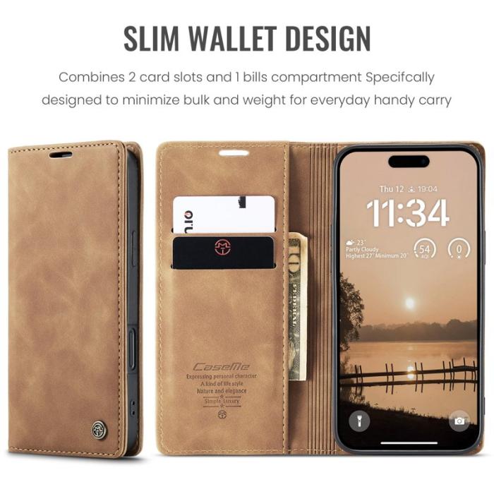 Caseme - CASEME 013 Wallet Case för iPhone 17 Pro Max - Brun PU Läder