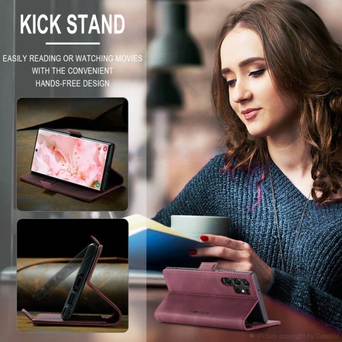 Caseme - CASEME 013 Wallet Case för Samsung Galaxy S23 Ultra - Vinröd