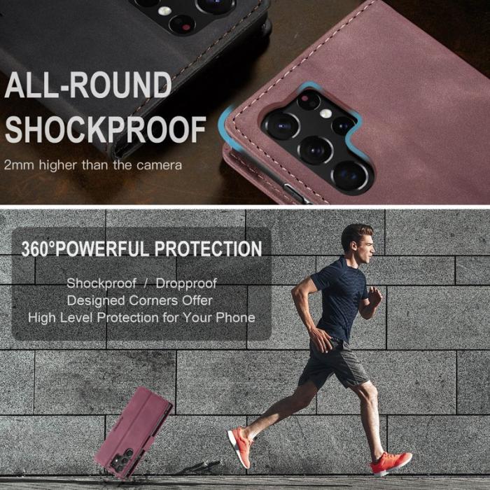 Caseme - CASEME 013 Wallet Case för Samsung Galaxy S23 Ultra - Vinröd