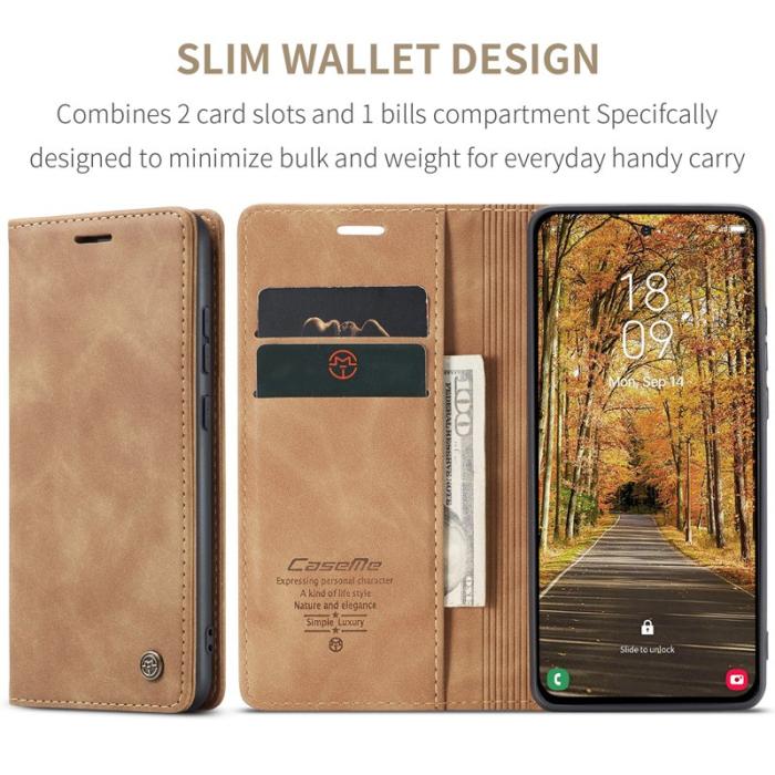 Caseme - CASEME 013 Wallet Case för Samsung Galaxy S25 Edge - Brun