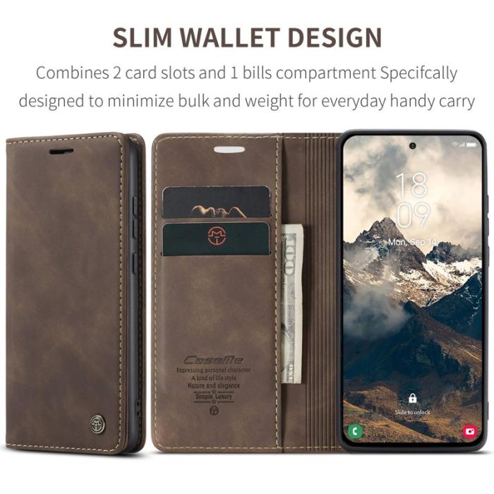 Caseme - CASEME 013 Wallet Case för Samsung Galaxy S25 Edge - Kaffe