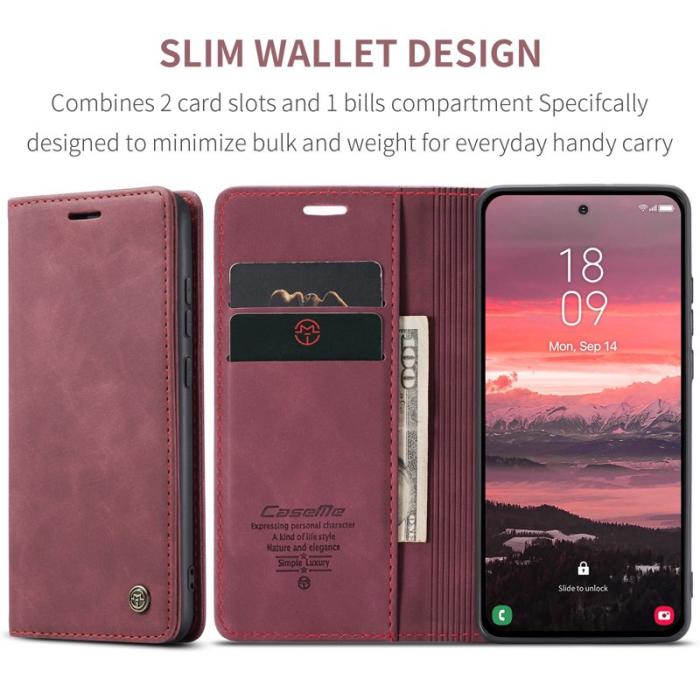 Caseme - CASEME 013 Wallet Case för Samsung Galaxy S25 Edge - Röd