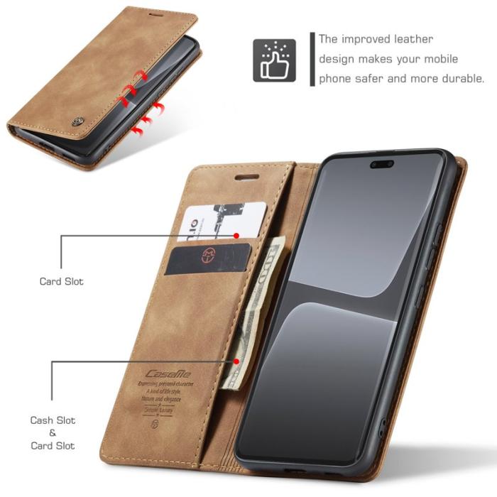 Caseme - CASEME 013 Wallet Case för Xiaomi 13 Lite - Läder - Brun