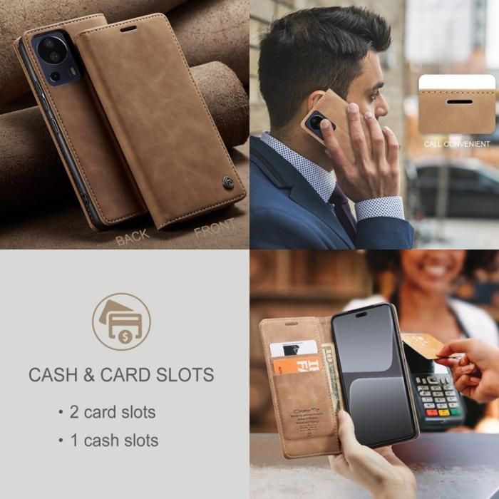 Caseme - CASEME 013 Wallet Case för Xiaomi 13 Lite - Läder - Brun