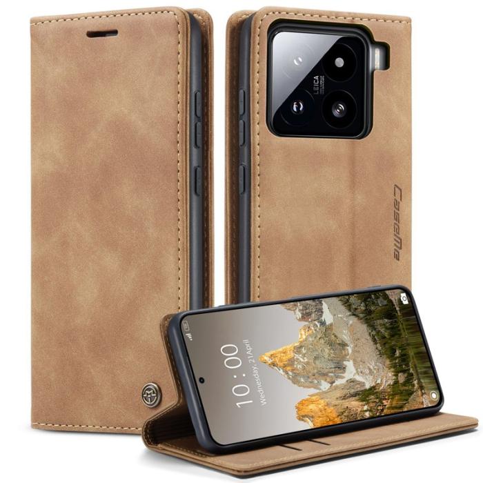 Caseme - CASEME 013 Wallet Case för Xiaomi 15 i PU-läder - Brun