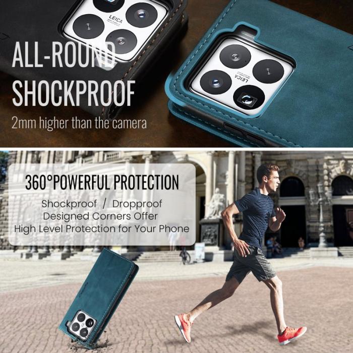 Caseme - CASEME 013 Wallet Case för Xiaomi 15 Pro i PU-läder - Blå