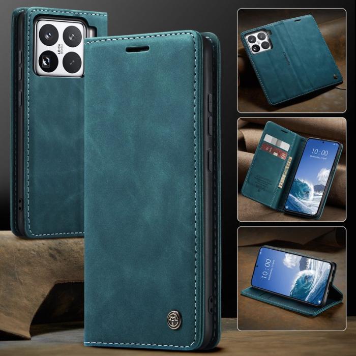 Caseme - CASEME 013 Wallet Case för Xiaomi 15 Pro i PU-läder - Blå