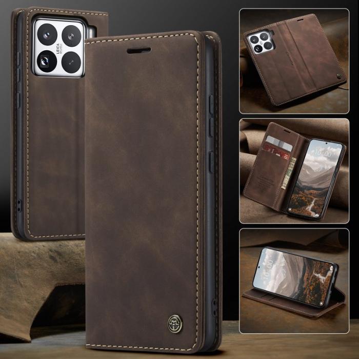 Caseme - CASEME 013 Wallet Case för Xiaomi 15 Pro - PU Läder - Kaffe