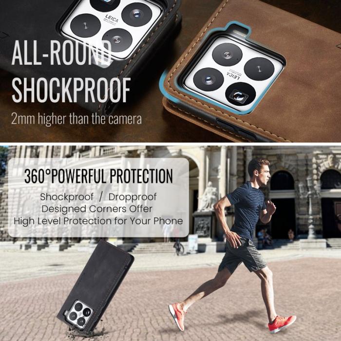 Caseme - CASEME 013 Wallet Case för Xiaomi 15 Pro - PU Läder - Svart