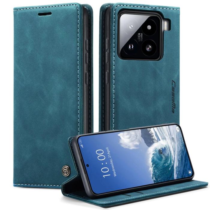 Caseme - CASEME 013 Wallet Case för Xiaomi 15 - PU Läder - Blå