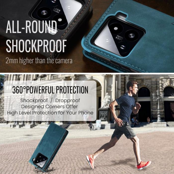 Caseme - CASEME 013 Wallet Case för Xiaomi 15 - PU Läder - Blå