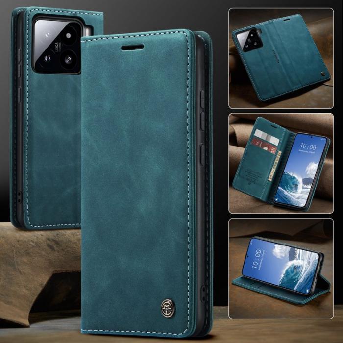 Caseme - CASEME 013 Wallet Case för Xiaomi 15 - PU Läder - Blå