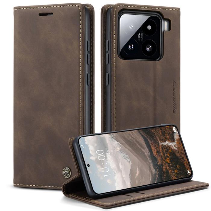 Caseme - CASEME 013 Wallet Case för Xiaomi 15 - PU Läder - Kaffe