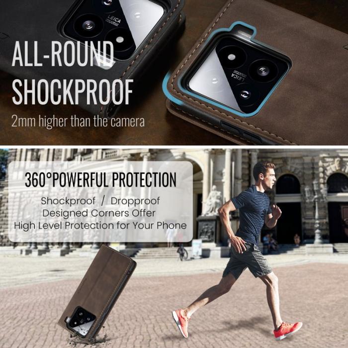 Caseme - CASEME 013 Wallet Case för Xiaomi 15 - PU Läder - Kaffe