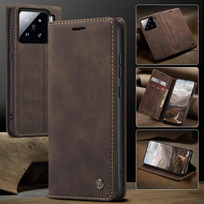 Caseme - CASEME 013 Wallet Case för Xiaomi 15 - PU Läder - Kaffe