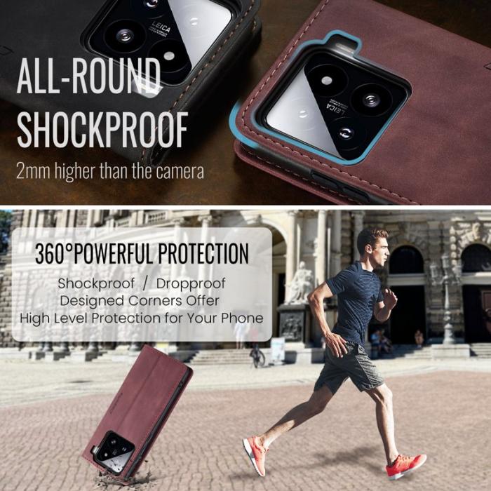 Caseme - CASEME 013 Wallet Case för Xiaomi 15 - PU Läder - Röd