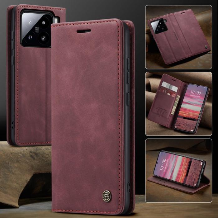 Caseme - CASEME 013 Wallet Case för Xiaomi 15 - PU Läder - Röd