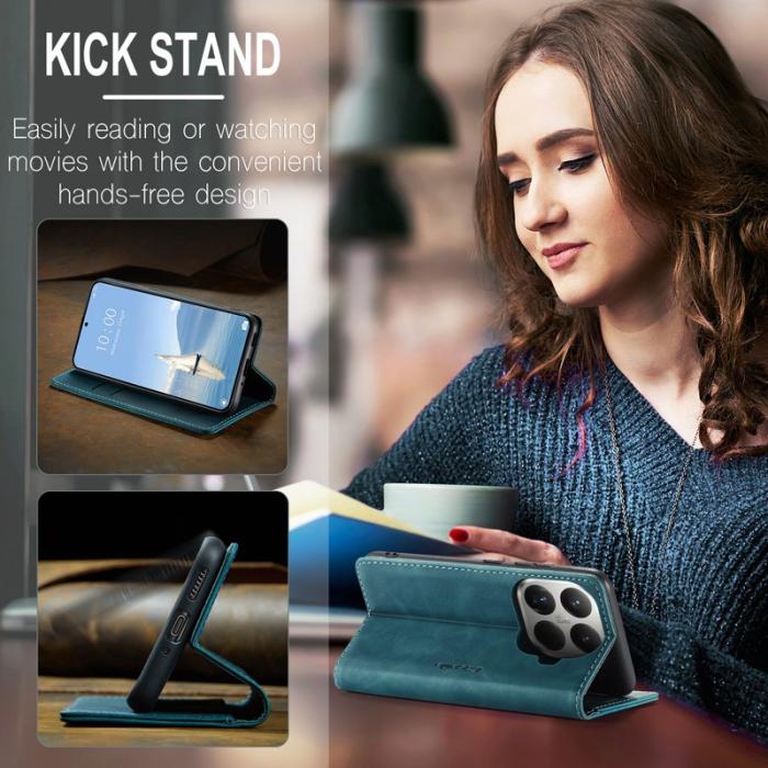 Caseme - CASEME 013 Wallet Case för Xiaomi 15T Pro i PU-läder - Blå